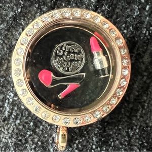 New Lockets by the Sea silver w/ high heel lipstick & quote Live Love Laugh